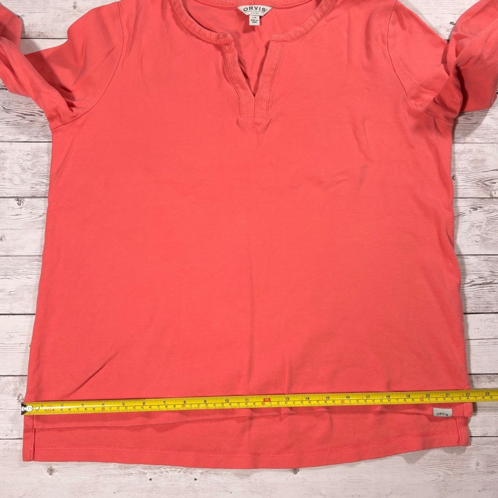 Orvis Classic Collection Coral Pink Pima Cotton 3/4 Sleeve V-Neck Top Large - Picture 11 of 16